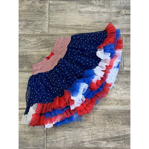 Jona Michelle Red White Blue Polka Dot Tulle‎ Skirt Patriotic 4th of July Outfit